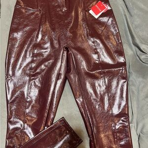 Spanx Shiny Burgundy Faux Leather Pants